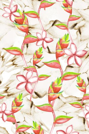 热带花卉印花华亿平台图片