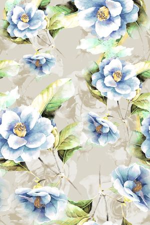 水彩花印花华亿平台图片