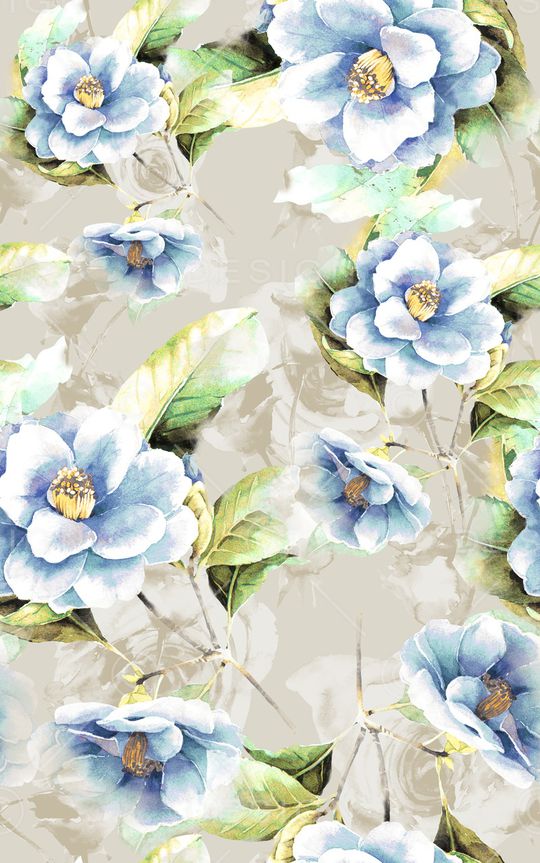 水彩花印花华亿平台图片