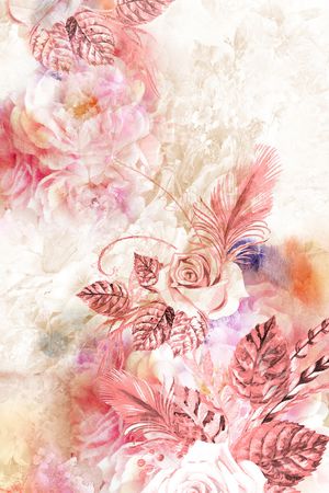 斑驳水彩花印花华亿平台图片