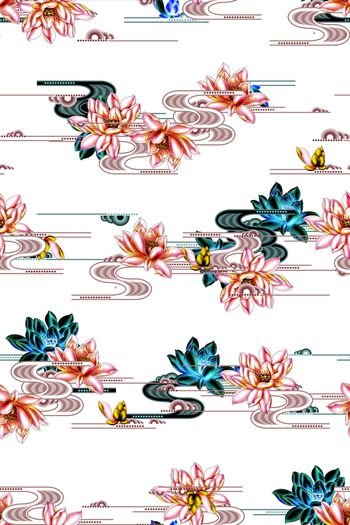 829916-1704058a 几何花卉横条纹