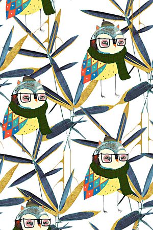 抽象手绘水彩画植物树叶纹理竹子数码印花印花华亿平台图片