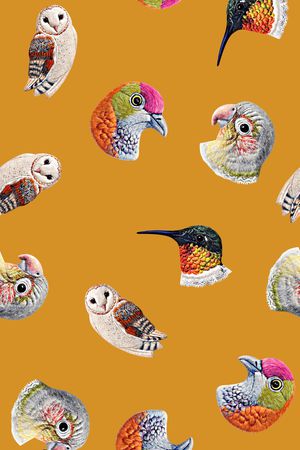 抽象手绘水彩画几何纹理动物纹鸟数码印花印花华亿平台图片