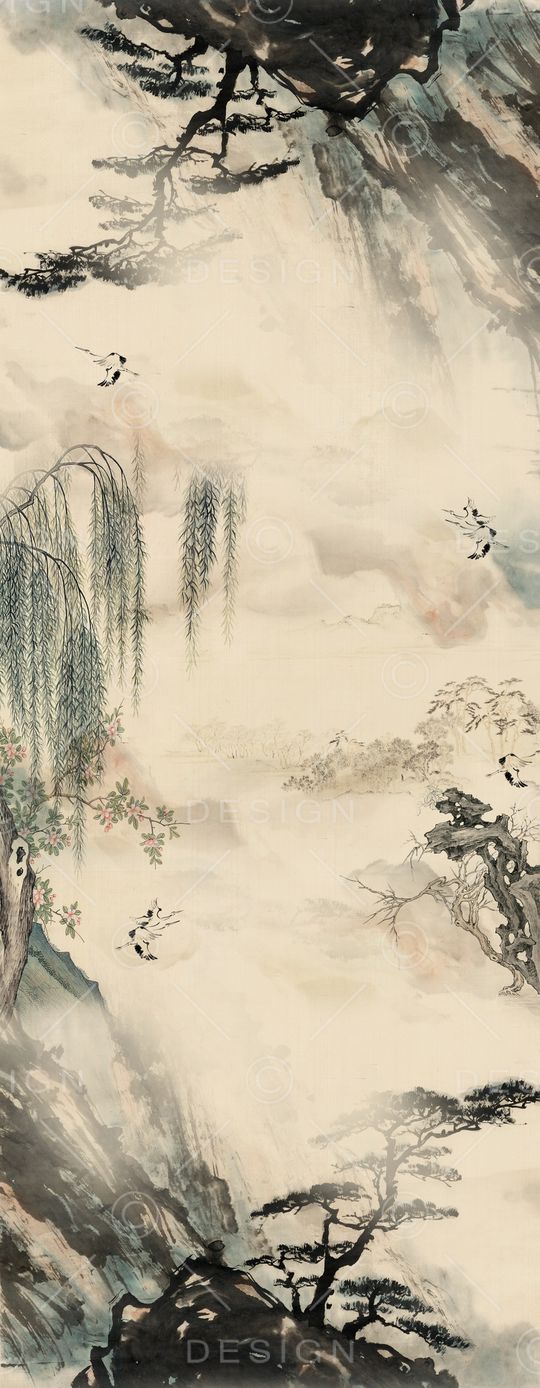 水墨印花华亿平台图片