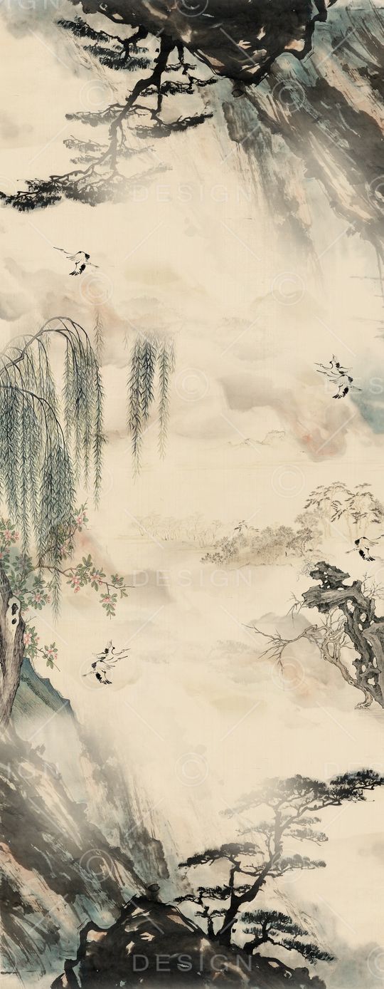 水墨印花华亿平台图片