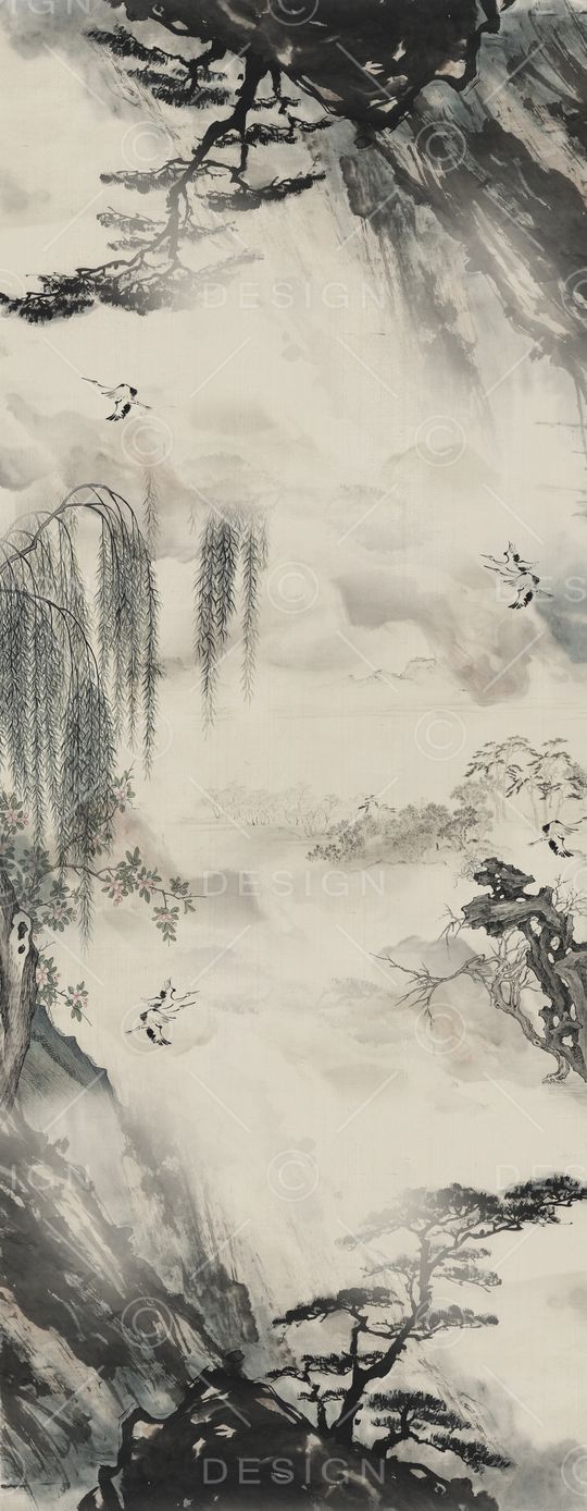 水墨印花华亿平台图片