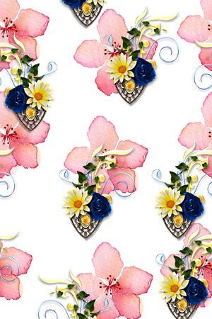 抽象手绘水彩画植物花卉数码印花印花华亿平台图片