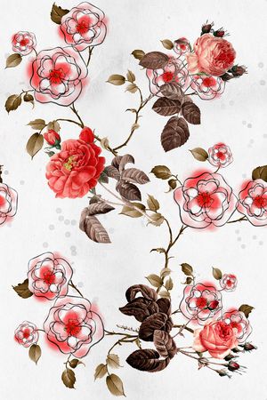 手绘花卉印花华亿平台图片