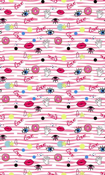 830787-手绘趣味口红眼睛波点条纹--1