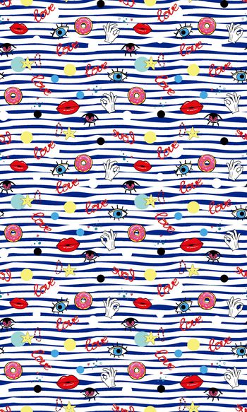 830795-手绘趣味口红眼睛波点条纹--2