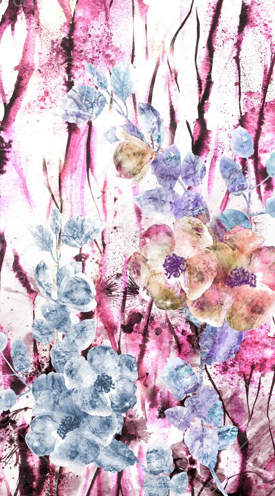 斑驳水彩花印花华亿平台图片