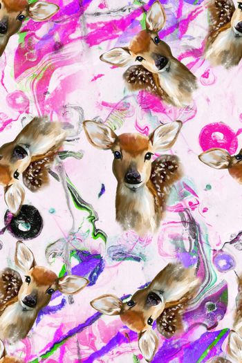 831322-休闲风 油画 雪地 动物 小鹿 1