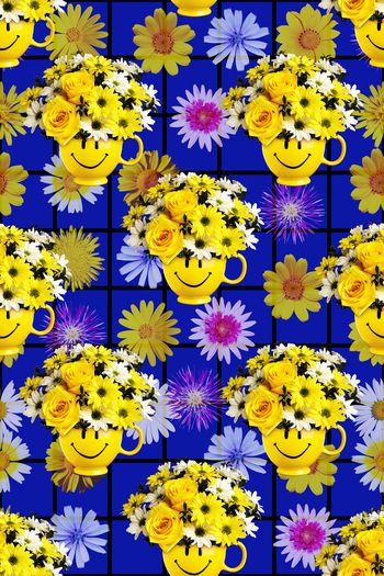 831345-格子花卉03A