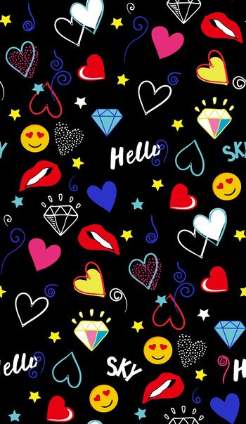 831389-趣味笑脸爱心嘴唇字母星星