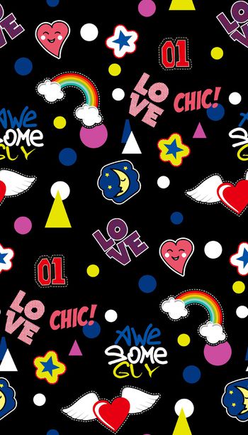 831394-趣味卡通字母 笑脸 爱心 几何三角