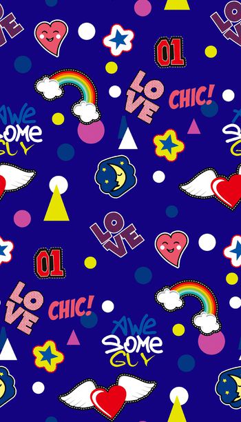 831398-趣味卡通字母 笑脸 爱心 几何三角