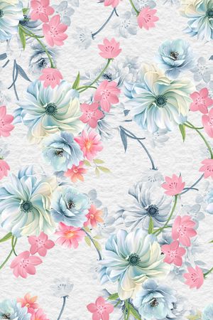 水彩花卉印花华亿平台图片