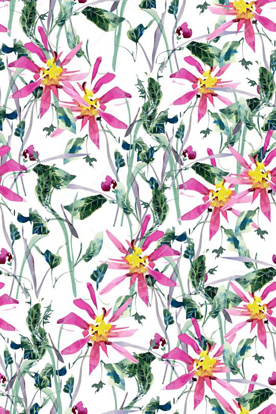 水彩花卉印花华亿平台图片