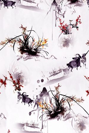 水墨。中国风印花华亿平台图片