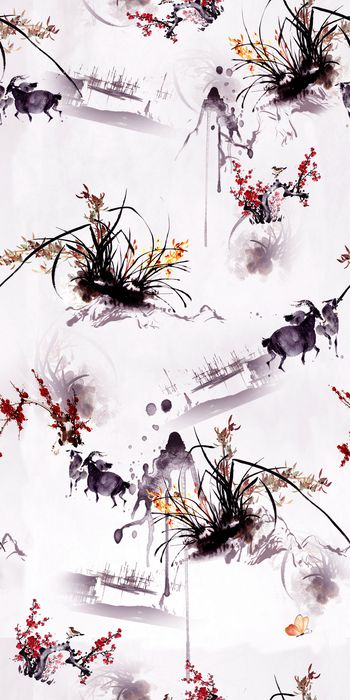 水墨。中国风印花华亿平台图片