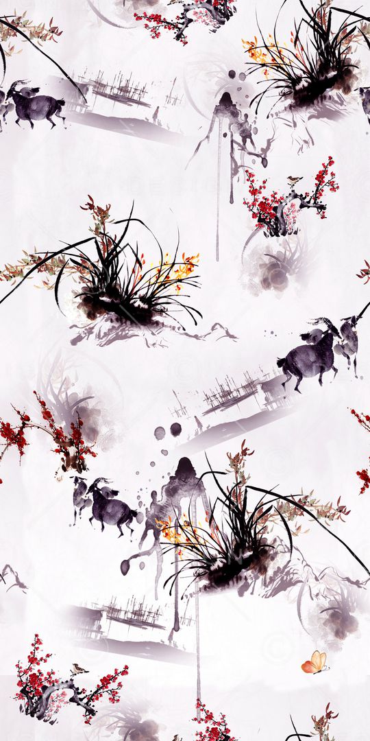 水墨。中国风印花华亿平台图片