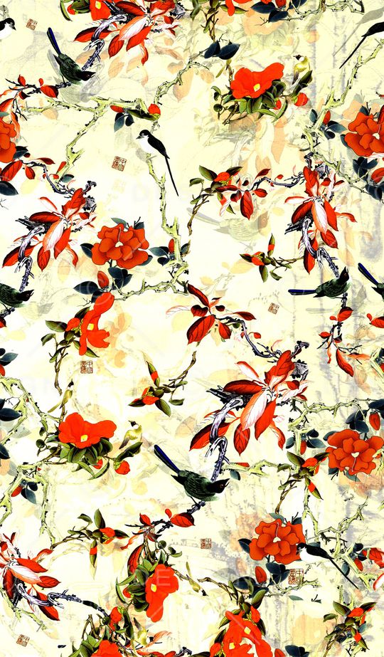花鸟印花华亿平台图片