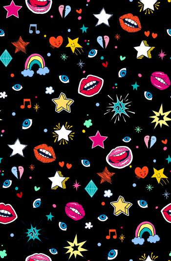 832048-趣味 嘴唇眼睛星星 太阳爱心圆点组