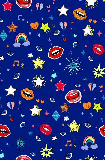 832050-趣味 嘴唇眼睛星星 太阳爱心圆点组