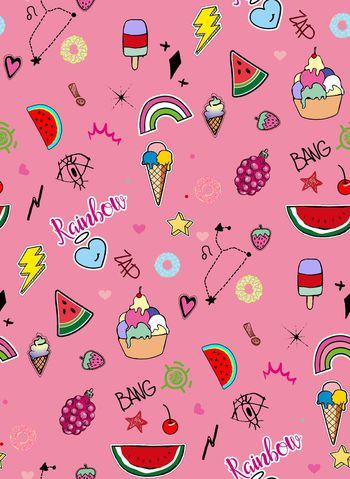 832294-手绘趣味 食物甜品 西瓜冰激凌 字