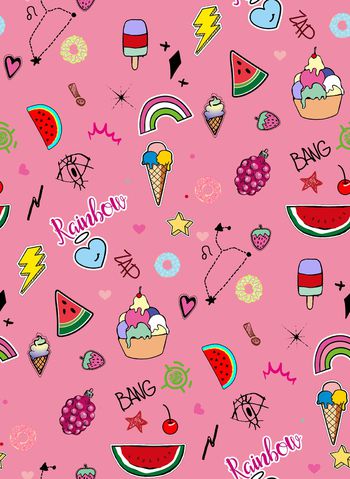 832295-手绘趣味 食物甜品 西瓜冰激凌 字