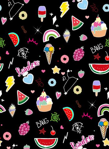 832296-手绘趣味 食物甜品 西瓜冰激凌 字