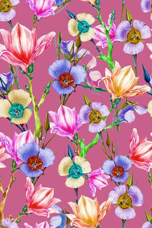 彩底花卉印花华亿平台图片