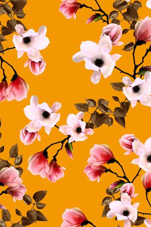 玉兰花印花华亿平台图片