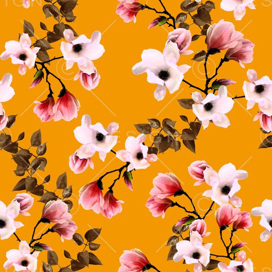 玉兰花印花华亿平台图片