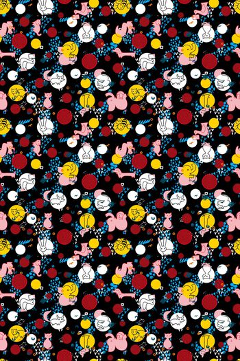 832969-趣味卡通 大象 猫咪 抽象几何底纹