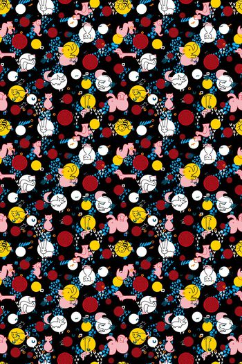 832970-趣味卡通 大象 猫咪 抽象几何底纹