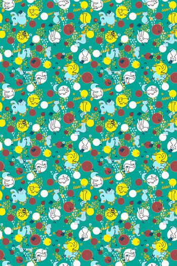 832971-趣味卡通 大象 猫咪 抽象几何底纹