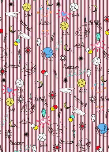 832982-条纹趣味几何 手 笑脸爱心月亮字母