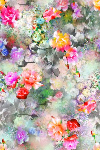 满版散花印花华亿平台图片