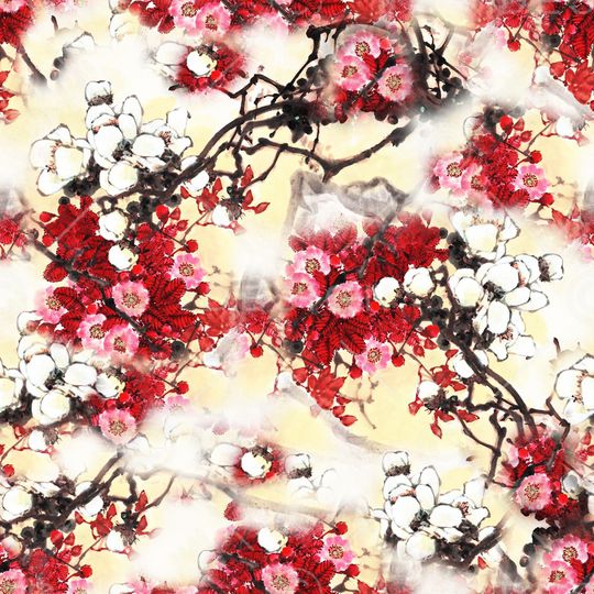 写意花卉印花华亿平台图片