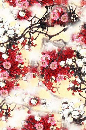 写意花卉印花华亿平台图片