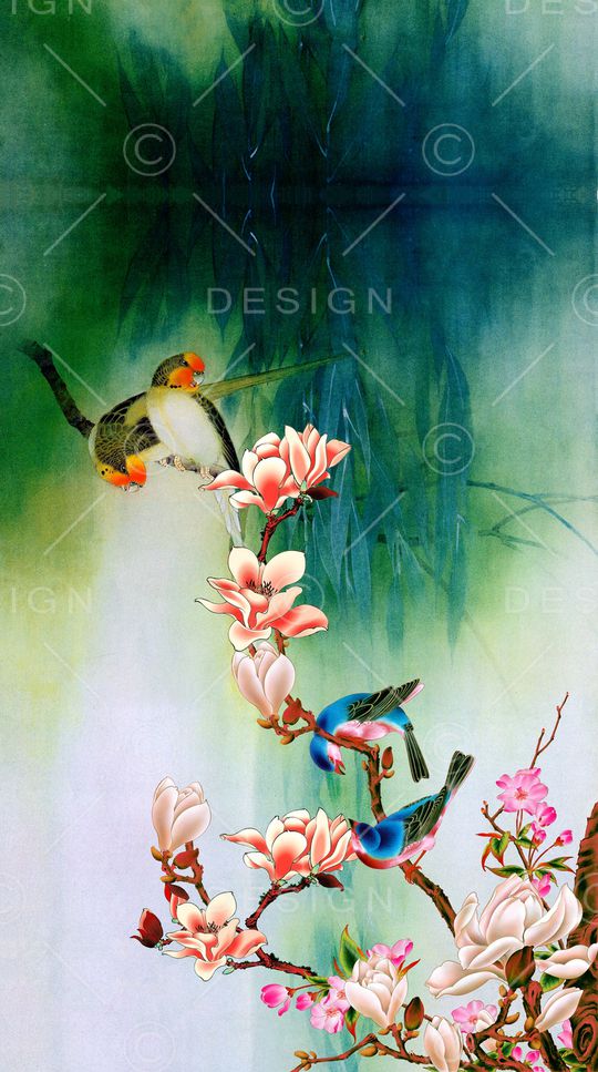 花鸟印花华亿平台图片
