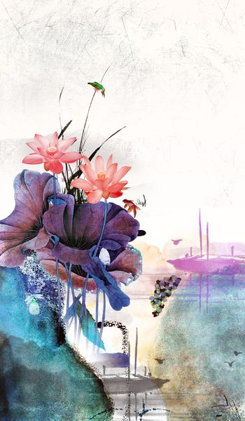 荷花印花华亿平台图片