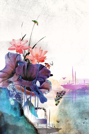 荷花印花华亿平台图片