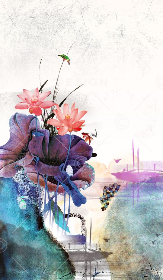 荷花印花华亿平台图片