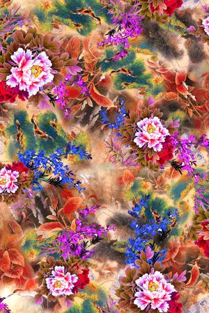 牡丹印花华亿平台图片