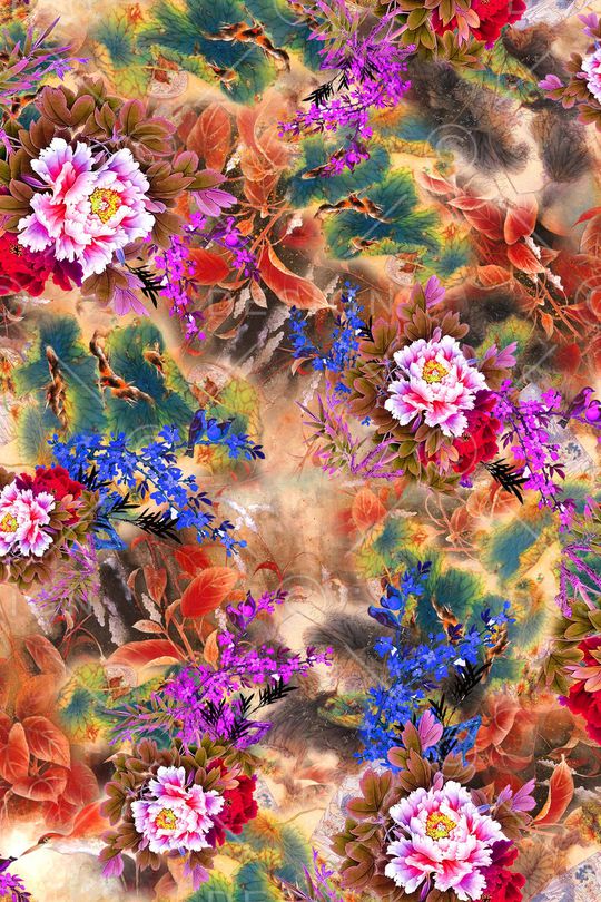 牡丹印花华亿平台图片