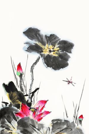 荷花印花华亿平台图片