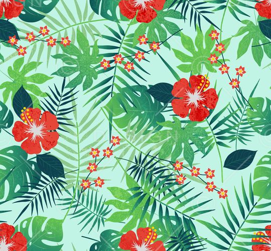 热带植物印花华亿平台图片