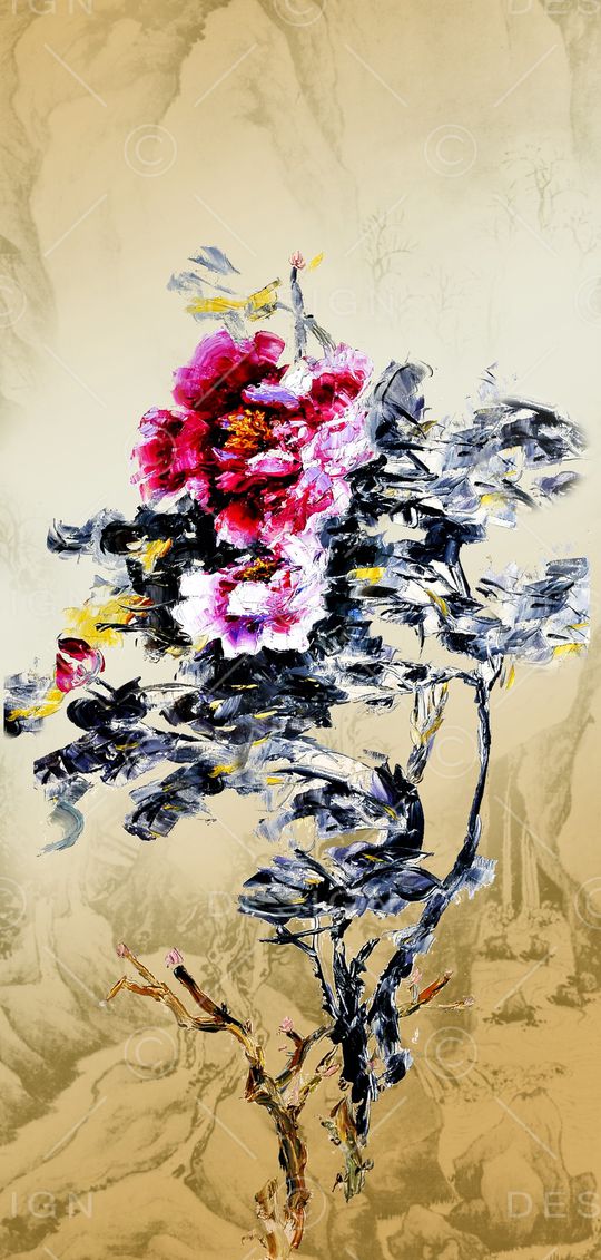 水墨水彩印花华亿平台图片